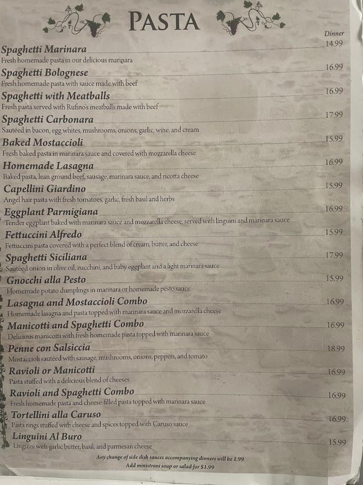 Rufino's Italian Restaurant Menu image 3